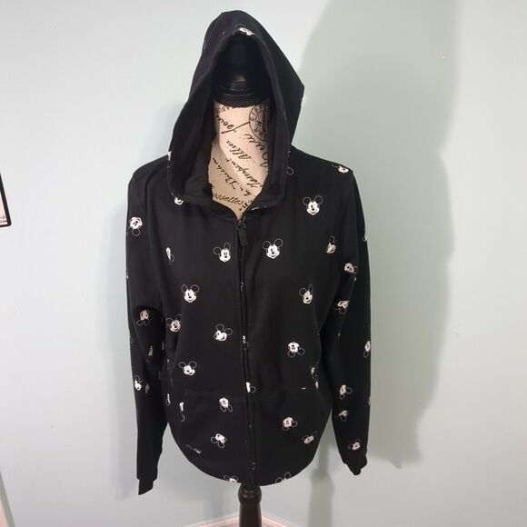 Disney Black And White Mickey Mouse Heads Hoodie small women's - Picture 1 of 5